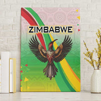 Zimbabwe Vibe Canvas Wall Art Tribal-Inspired Background with Geometric Flag Color Design
