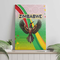 Zimbabwe Vibe Canvas Wall Art Tribal-Inspired Background with Geometric Flag Color Design