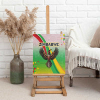 Zimbabwe Vibe Canvas Wall Art Tribal-Inspired Background with Geometric Flag Color Design