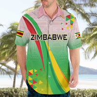 Zimbabwe Vibe Hawaiian Shirt Tribal-Inspired Background with Geometric Flag Color Design
