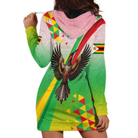 Zimbabwe Vibe Hoodie Dress Tribal-Inspired Background with Geometric Flag Color Design