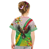 Zimbabwe Vibe Kid T Shirt Tribal-Inspired Background with Geometric Flag Color Design
