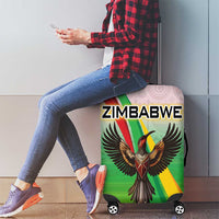 Zimbabwe Vibe Luggage Cover Tribal-Inspired Background with Geometric Flag Color Design