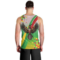 Zimbabwe Vibe Men Tank Top Tribal-Inspired Background with Geometric Flag Color Design