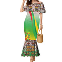 Zimbabwe Vibe Mermaid Dress Tribal-Inspired Background with Geometric Flag Color Design