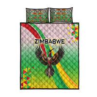 Zimbabwe Vibe Quilt Bed Set Tribal-Inspired Background with Geometric Flag Color Design