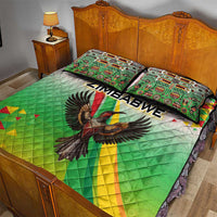 Zimbabwe Vibe Quilt Bed Set Tribal-Inspired Background with Geometric Flag Color Design