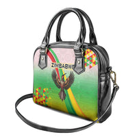 Zimbabwe Vibe Shoulder Handbag Tribal-Inspired Background with Geometric Flag Color Design