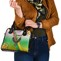 Zimbabwe Vibe Shoulder Handbag Tribal-Inspired Background with Geometric Flag Color Design