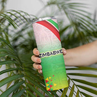 Zimbabwe Vibe Skinny Tumbler Tribal-Inspired Background with Geometric Flag Color Design