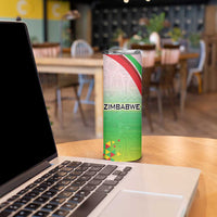 Zimbabwe Vibe Skinny Tumbler Tribal-Inspired Background with Geometric Flag Color Design