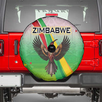 Zimbabwe Vibe Spare Tire Cover Tribal-Inspired Background with Geometric Flag Color Design