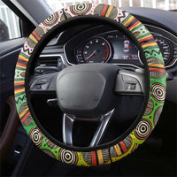 Zimbabwe Vibe Steering Wheel Cover Tribal-Inspired Background with Geometric Flag Color Design