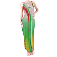 Zimbabwe Vibe Tank Maxi Dress Tribal-Inspired Background with Geometric Flag Color Design