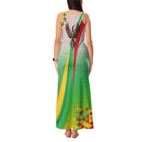 Zimbabwe Vibe Tank Maxi Dress Tribal-Inspired Background with Geometric Flag Color Design