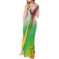 Zimbabwe Vibe Tank Maxi Dress Tribal-Inspired Background with Geometric Flag Color Design