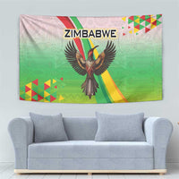 Zimbabwe Vibe Tapestry Tribal-Inspired Background with Geometric Flag Color Design