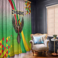 Zimbabwe Vibe Window Curtain Tribal-Inspired Background with Geometric Flag Color Design