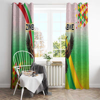 Zimbabwe Vibe Window Curtain Tribal-Inspired Background with Geometric Flag Color Design