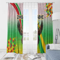 Zimbabwe Vibe Window Curtain Tribal-Inspired Background with Geometric Flag Color Design