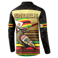 Zimbabwe Pride Button Sweatshirt Zimbabwean Bird, Tribal Patterns and Pan-African Colors