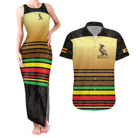 Zimbabwe Pride Couples Matching Tank Maxi Dress and Hawaiian Shirt Zimbabwean Bird, Tribal Patterns and Pan-African Colors