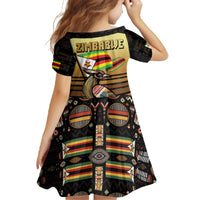 Zimbabwe Pride Family Matching Off The Shoulder Long Sleeve Dress and Hawaiian Shirt Zimbabwean Bird, Tribal Patterns and Pan-African Colors