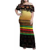 Zimbabwe Pride Family Matching Off Shoulder Maxi Dress and Hawaiian Shirt Zimbabwean Bird, Tribal Patterns and Pan-African Colors
