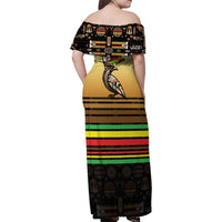 Zimbabwe Pride Family Matching Off Shoulder Maxi Dress and Hawaiian Shirt Zimbabwean Bird, Tribal Patterns and Pan-African Colors