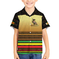 Zimbabwe Pride Family Matching Short Sleeve Bodycon Dress and Hawaiian Shirt Zimbabwean Bird, Tribal Patterns and Pan-African Colors