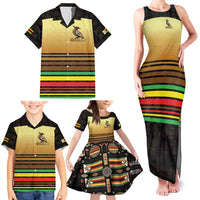 Zimbabwe Pride Family Matching Tank Maxi Dress and Hawaiian Shirt Zimbabwean Bird, Tribal Patterns and Pan-African Colors