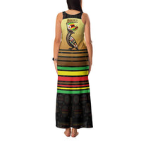 Zimbabwe Pride Family Matching Tank Maxi Dress and Hawaiian Shirt Zimbabwean Bird, Tribal Patterns and Pan-African Colors