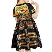 Zimbabwe Pride Kid Short Sleeve Dress Zimbabwean Bird, Tribal Patterns and Pan-African Colors