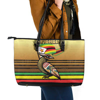 Zimbabwe Pride Leather Tote Bag Zimbabwean Bird, Tribal Patterns and Pan-African Colors