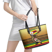 Zimbabwe Pride Leather Tote Bag Zimbabwean Bird, Tribal Patterns and Pan-African Colors