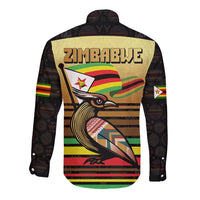 Zimbabwe Pride Long Sleeve Button Shirt Zimbabwean Bird, Tribal Patterns and Pan-African Colors