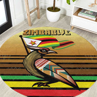 Zimbabwe Pride Round Carpet Zimbabwean Bird, Tribal Patterns and Pan-African Colors