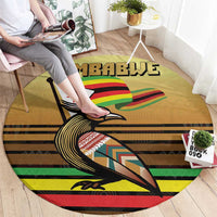 Zimbabwe Pride Round Carpet Zimbabwean Bird, Tribal Patterns and Pan-African Colors