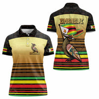 Zimbabwe Pride Women Polo Shirt Zimbabwean Bird, Tribal Patterns and Pan-African Colors