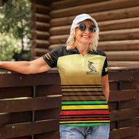 Zimbabwe Pride Women Polo Shirt Zimbabwean Bird, Tribal Patterns and Pan-African Colors