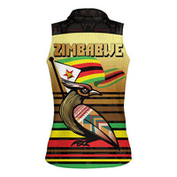 Zimbabwe Pride Women Sleeveless Polo Shirt Zimbabwean Bird, Tribal Patterns and Pan-African Colors