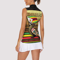 Zimbabwe Pride Women Sleeveless Polo Shirt Zimbabwean Bird, Tribal Patterns and Pan-African Colors