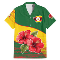 Zimbabwe Flag Map and Red Hibiscus Flowers Family Matching Mermaid Dress and Hawaiian Shirt with African Tribal Pattern