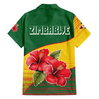 Zimbabwe Flag Map and Red Hibiscus Flowers Family Matching Puletasi and Hawaiian Shirt with African Tribal Pattern