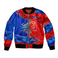 Haiti Flag Day Arcahaie 1803 Bomber Jacket Geometric Low Poly Flag Art - Birthplace Of Liberty Graphic