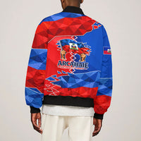 Haiti Flag Day Arcahaie 1803 Bomber Jacket Geometric Low Poly Flag Art - Birthplace Of Liberty Graphic
