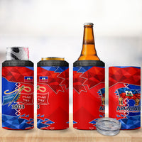 Haiti Flag Day Arcahaie 1803 4 in 1 Can Cooler Tumbler Geometric Low Poly Flag Art - Birthplace Of Liberty Graphic