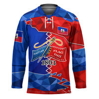 Haiti Flag Day Arcahaie 1803 Hockey Jersey Geometric Low Poly Flag Art - Birthplace Of Liberty Graphic