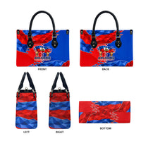 Haiti Flag Day Arcahaie 1803 Leather Bag Geometric Low Poly Flag Art - Birthplace Of Liberty Graphic