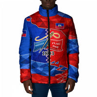 Haiti Flag Day Arcahaie 1803 Padded Jacket Geometric Low Poly Flag Art - Birthplace Of Liberty Graphic